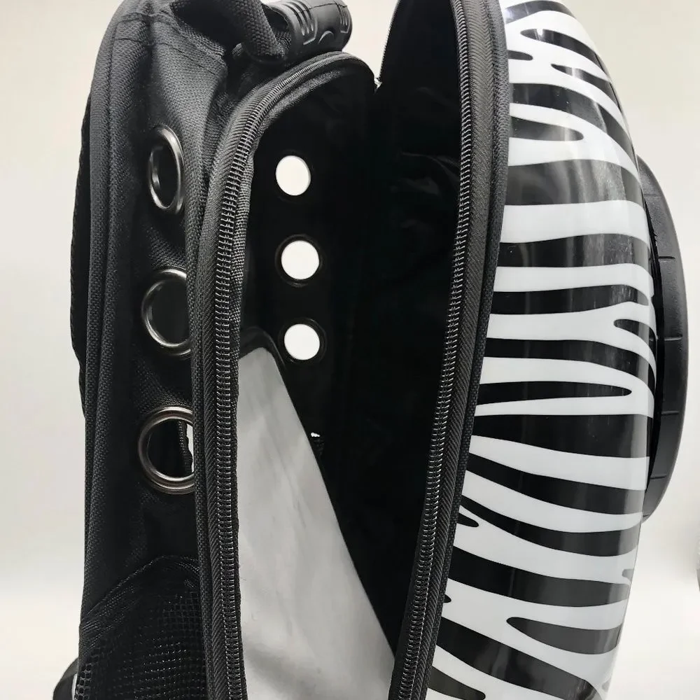 Zebra Pattern Space Capsule Pet Backpack Carrier for Small Pet for Cat & Dogs